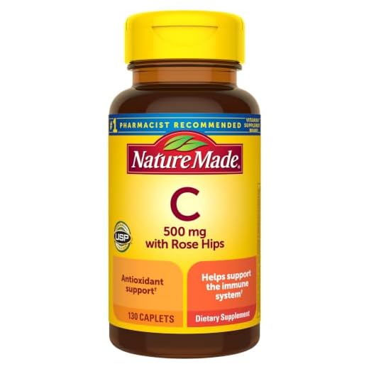 Nature Made Vitamin C 500 mg with Rose Hips Caplets, 130 Caplets