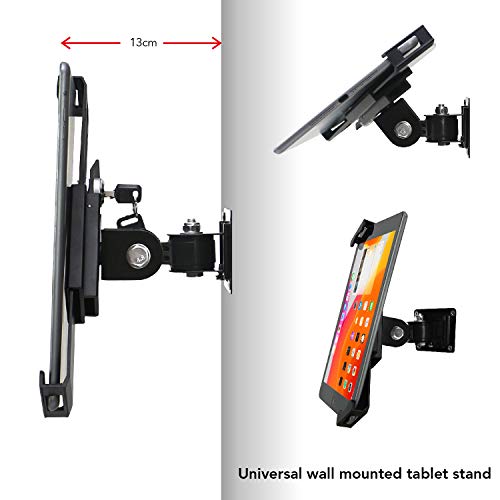 Tablet Wall Mount Holder With Anti Theft Security Lock And Key, Rotate Design Arbitrary Adjustment,Multi Angle,Bracket For Most 8 To 10.1 Inch,And For Ipad Air &10.2,10.9 Galaxy Tab,And More (Black) #TOP5