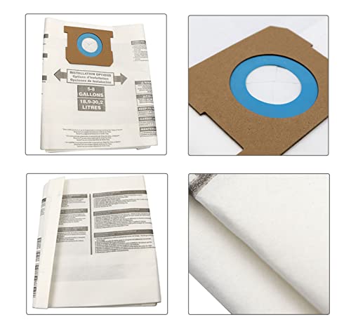 5 Pack Replacement Filter Bags 5-8 Gallon for Shop Vac Vacuum Type E - 9066100 90661 906-61, White