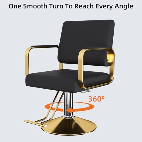 Zevemomo Barber Salon Chair for Hair Stylist, Heavy Duty Hydraulic Pump with 360° Swivel, Adjustable Height Spa Beauty Equipment for Barbershop, Home 330LBS Capacity, Black - Thumbnail 3