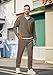 JMIERR Men Fashion Comfy Twill Essential 2 Piece Set Quarter Zip Workout Sweatsuits Jogger Tracksuit Running with Pockets, L, Brown