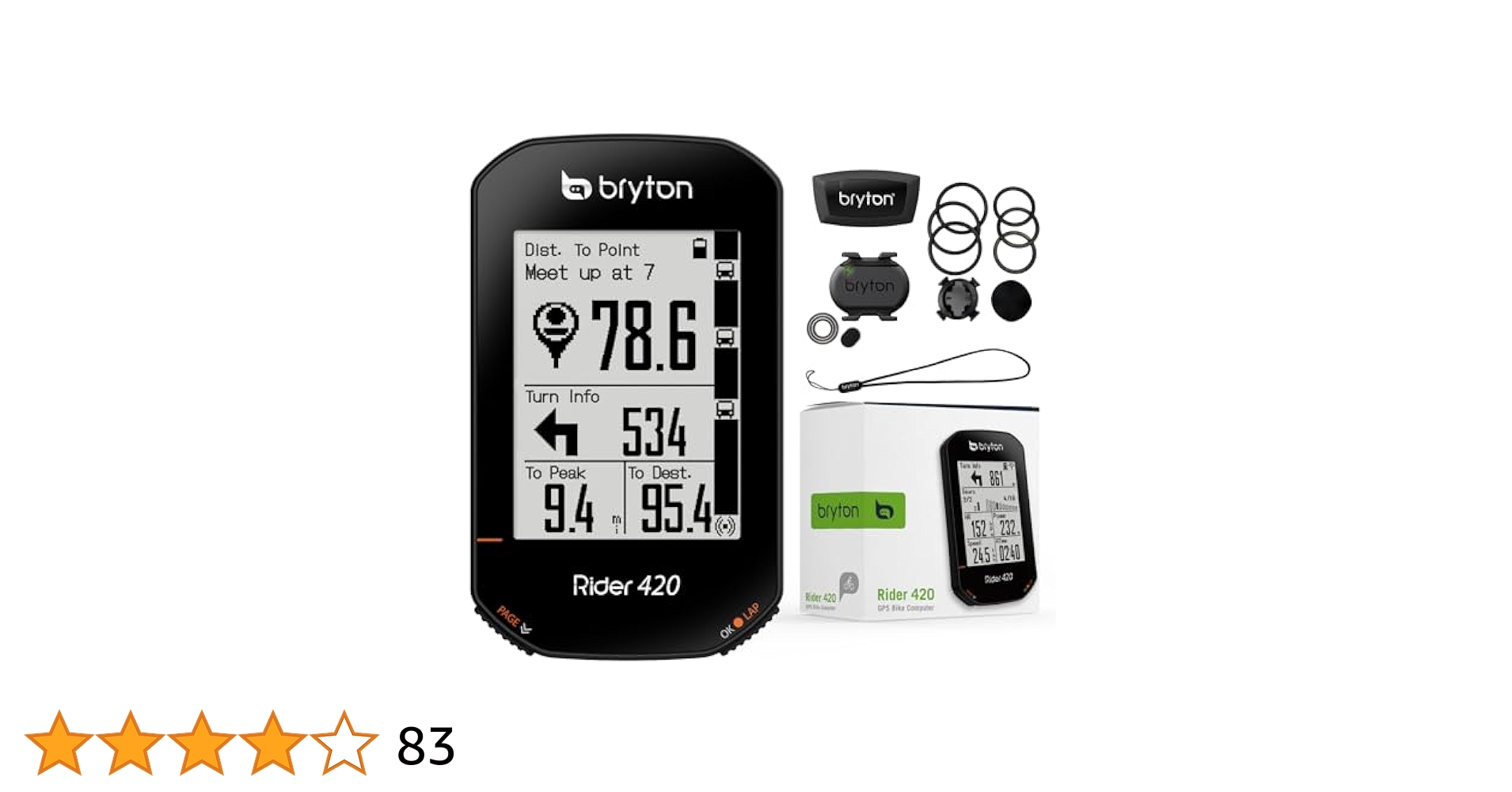美品　Bryton Rider 420 　ケイデンスセンサー付き BRYTON ( ブライトン ) GPS サイクルコンピューター RIDER420T