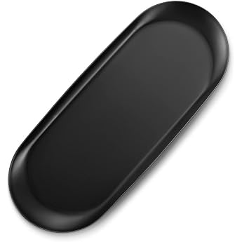 ecooe Stainless Steel Decorative Tray Extra Large 30 x 12 cm Serving Plate Decorative Plate Black Storage Tray Metal for Desserts Cosmetics Jewellery Candles Pack of 1