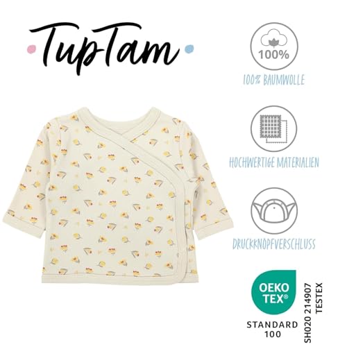 TupTam Baby Mädchen Langarm Wickelshirt Baumwolle 5er Set, Farbe: Grün_Weiß_Pink_Blume, Größe: 56