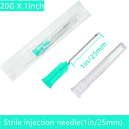 Image of 100 Pack 21Ga 1 Inch Sterile Disposable Injection Needle with Cap for Scientific and Industrial Dispensing Needl Accessories (21Ga)