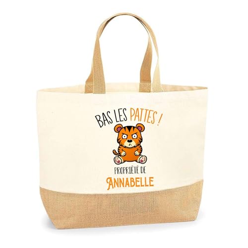 Sac jute Annabelle personnalisé tigre, une idée cadeau fête des mères