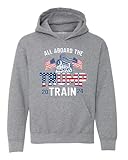 Wild Bobby All Aboard The 2024 Train Political Youth Hooded Sweatshirt, Heather Grey, Large