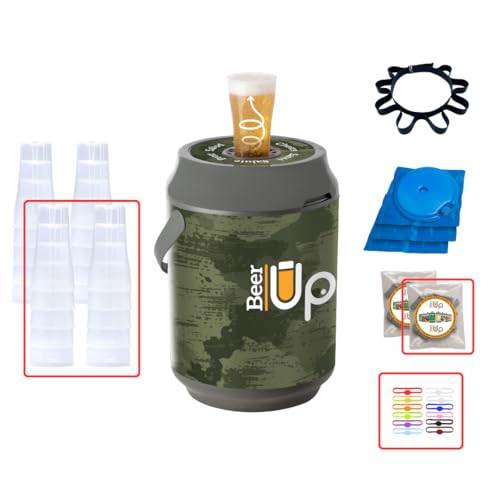 BEER UP PLUS 'Nature' + 12 marqueurs OFFERTS - Tireuse à bières portative - 20 verres - fûts Beertender - 20h de froid sans électricité - remplissage par le fond