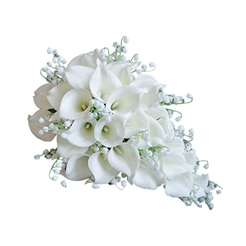 Uposao Bridal Bouquet, Teardrop Romantic Artificial Rose Bouquet, Bride and Bridesmaid Holding Bouquets Long Bouquet for Birthday Wedding Centerpiece Accessories - Image 3