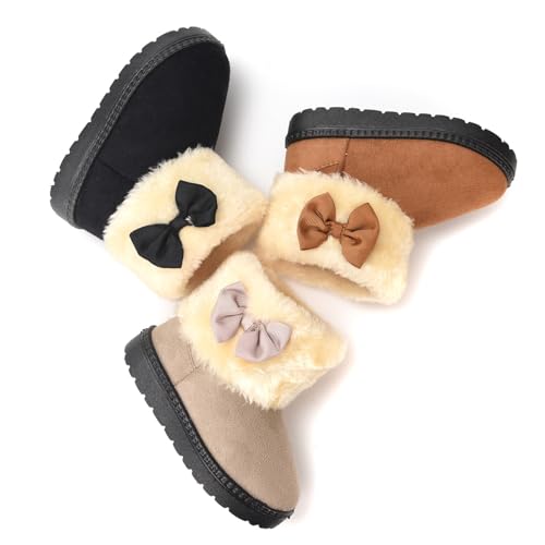 Fashion Winter Bowknot Platform Boots Kids Ankle Boots Toddler Kids Wool Lined Slippers Girls Boys Outdoor Warm Indoor Home Anti Slip Trendy Mini Boots4