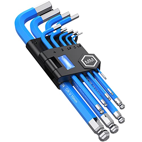 Vorxeon 9Pcs Allen Wrench Hex Key Set, Metric Long Ball End Allen Key Set L-Key With Visible Coding For Bike Motorcycle Repair Furniture Assembly Household Diy (1.5Mm-10Mm) #TOP13