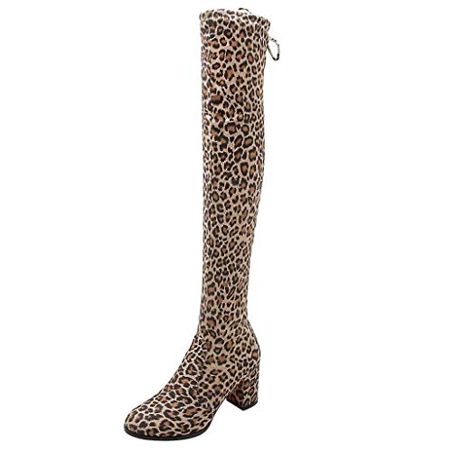 QUICKLYLy Botas Altas De Mujer Rodilla Invierno 2019,Bota Altas Planas Tacon Cuña Piel Vestir,Botines Altas Desnudas hasta Rodilla Cordones Espalda Tacón Cuadrado Largos Tubo(Amarillo,38CN)