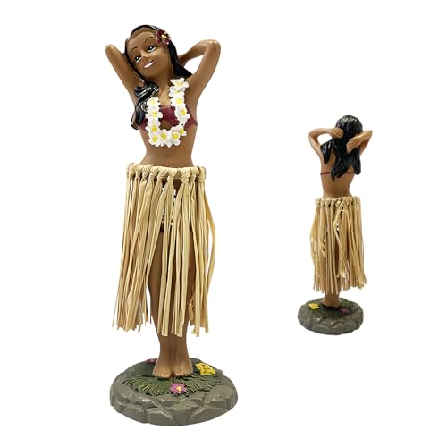 pilyero Hawaiianische Tanzfigur Armaturenbrett-Ornamente, Wackelfigur Auto, Hawaii Hula Girl Posing, Wackelkopf Figur Auto, HulaTänzerin Figurine Dekoration für Auto, Schreibtisch, Büro