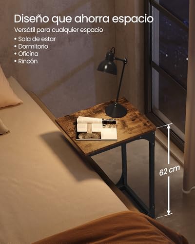 Miniatura 4 de Vasagle Let350b01 - Mesa Auxiliar Para Sofá, Mesa De Noche, En C, Bandeja De Tv, Para Salón, Dormitorio, Estilo Industrial, Color Marrón Rústico Y Negro