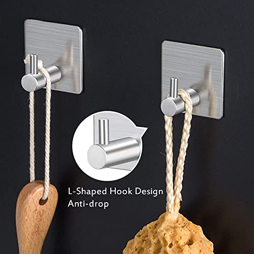 Adhesive Hooks Heavy Duty Wall Hooks Waterproof On Hooks Wall Hangers Waterproof Stainless Steel Sticky Hooks For Hanging Bathroom Kitchen Home #TOP1