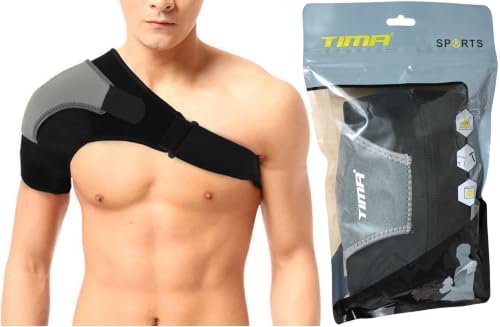 Image of TIMA Shoulder Support Double Lock Neoprene Adjustable Stretch Strap Brace Support Medical Posture Compression Shoulder Pad, Black & Grey, Universal, 1 Unit