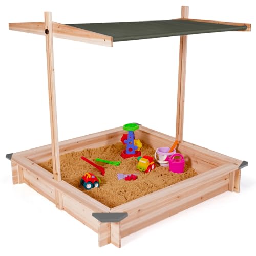 IDMarket - Bac à Sable Kids Bois avec Toit ouvrant Gris – vue 5