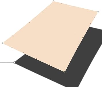 Alion Home Straight Edge Waterproof Woven Polyester Sun Shade Sail for Pergola Carport Awning Canopy Replacement 5x10 ft, Beige