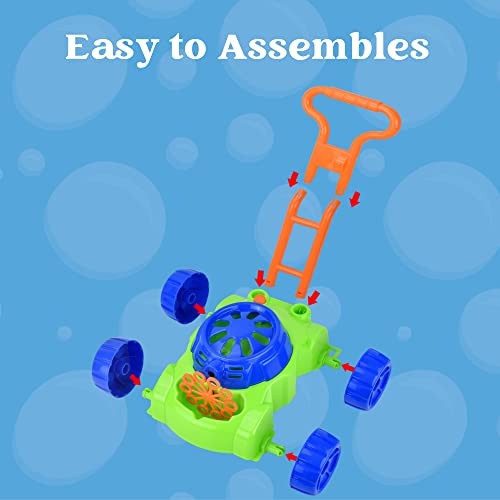 Sloosh Bubble Lawn Mower Machine For Kids，Automatic Bubble Mower With Bubble Solutions, Push Toys For Toddler, Baby Activity Walker For Outdoor, Bubble Maker For Summer Party Birthday Gift #TOP4
