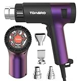 TDAGRO Professional 1800W Heat Gun for Vinyl Wrap Crafting - Fast-Heat Hot Air Tool with Adjustable Temperature 122℉-1202℉(50℃-650℃), Overload Protection 4 Nozzles for Shrink Tubing, Resin DIY.
