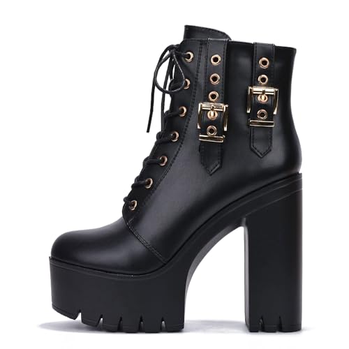 Cape Robbin Women's Platform Combat Boots - Chunky Block Heel High Top Fashion Boots for Fall Winter (Elinda)2