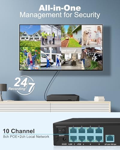 Bild 1 - GENBOLT 4K PoE NVR, 10-Kanal CCTV-Kamerasystem Netzwerk-Videorekorder, Unterstützt 8MP/5MP/4MP/1080P HD PoE IP-Kameras, 24/7 Überwachungsaufzeichnung