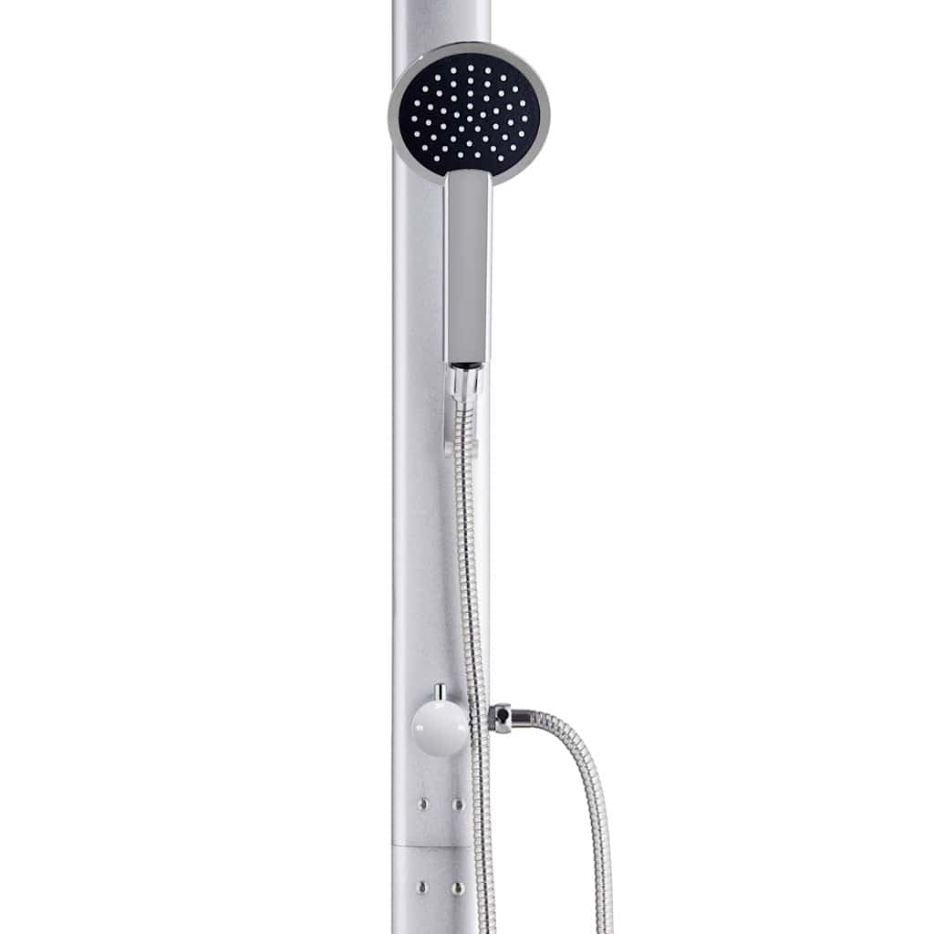 Doccia da giardino in alluminio, altezza 215 cm, con soffione e doccetta per giardino, piscina, vasca idromassaggio, accessorio per esterni, terrazza, uso estivo, resistente alle