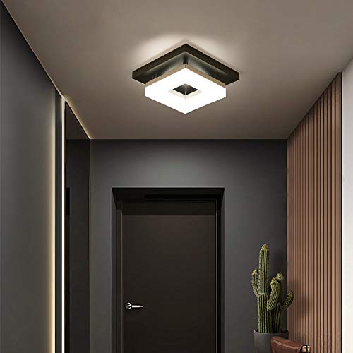 Anmaice 8In Flush Mount Led Ceiling Light Fixtures 8 Watt Modern Adjustable Color Temperature Ceiling Lights For Hallways Balcony Cloakroom Small Closet Washrooms Stairwell Square Black #TOP4
