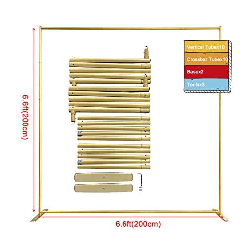 Gold Wedding Arch Backdrop Stand, 6.6Ft*6.6Ft Square Balloon And Flower Metal Aluminum Frame For Ceremony, Anniversary, Party, Baby Shower Photo Booth Decoration. #TOP1