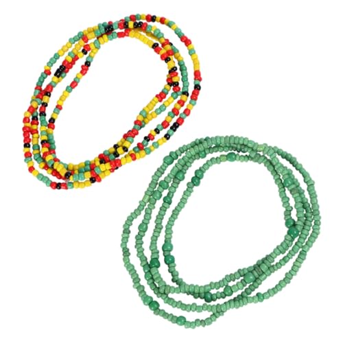 iplusmile - iplusmile Chaîne De Perles Verte Handmade Bracelet De Corps Léger Et Résistant Décoration De Ventre Pour Femmes Plage Et Danse Ensemble Bijoux Bikini