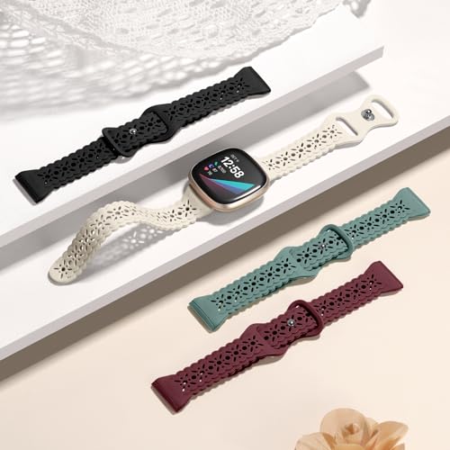 Charlam 4 Pack Lace Silicone Straps Compatible with Fitbit Versa 3/ Versa 4 Straps/Fitbit Sense/Sense 2 Strap - Image 3