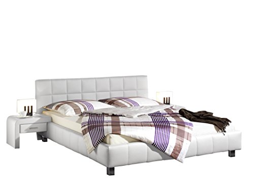 Maintal Polsterbett Java, 180 x 200 cm, Kunstleder, Bettgestell ohne Matratze, weiß Cover