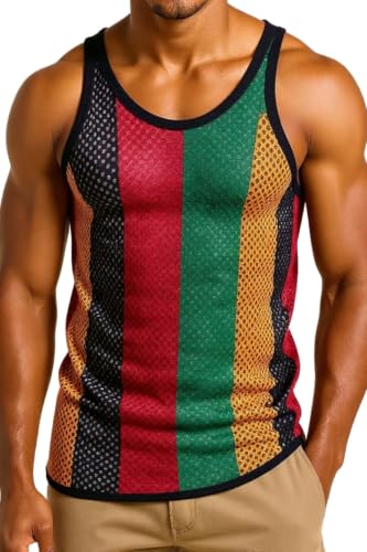 Tank Tops Men & Black, White, Rasta String Vests Cotton. Workout Tank Tops Women