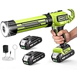 Taskstar Electric Caulking Gun for 300ML-Cartridges, 21V Silicone Gun Applicator with 2 x 2000 mAh Batteries & Built-in LED Light for Caulking and Sealing, Low Noise & Heavy Duty (280-330ML)