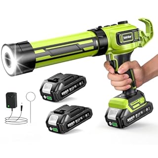 Taskstar Electric Caulking Gun for 300ML-Cartridges, 21V Silicone Gun Applicator with 2 x 2000 mAh Batteries & Built-in LED Light for Caulking and Sealing, Low Noise & Heavy Duty (280-330ML)