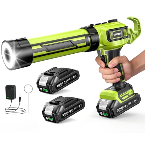 Taskstar Kartuschenpresse Akku mit 2 Akkus und LED-Licht, Akku Silikonpistole Kompatibel mit Makita 18V Akkus für 300ml-Kartuschen zum Verstemmen und Abdichten(Grün)