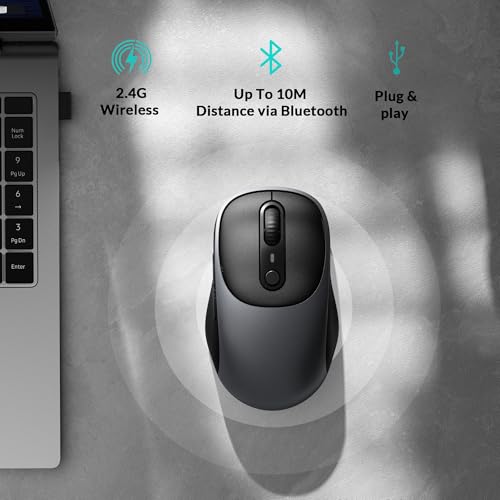 Image of Keychron BM24 Portable Wireless Mouse, 2400 DPI Quiet Clicks, 2.4 GHz /Bluetooth 5.2 /Wired with Programmable Buttons, Long Battery Life for Laptop PC /Mac /Windows - Metal Gray