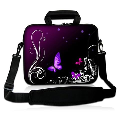 Pedea Sleeve Case with Shoulder Strap for 15.6 inch Laptop - Purple Butterfly Cover