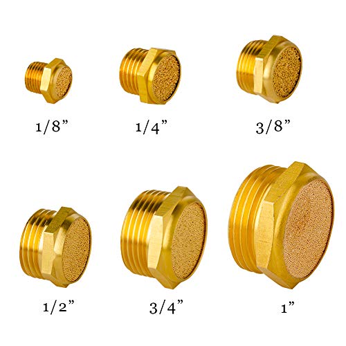 Quickun Pneumatic Muffler Silencer, 1/4” Male Thread Brass Air Exhaust Muffler Sintered Bronze Mufflers (Pack Of 10) #TOP4
