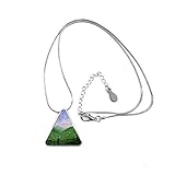 Material: Metall DIYthinker Ölgemälde Berg Wald Himmel Wolke Zeichen Illustration Muster Dreieck-Form Halskette Schmuck mit Kette Dekoration Geschenk