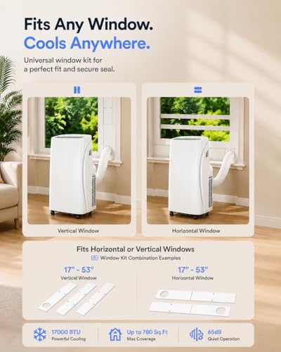 Image of Coolblus Portable Air Conditioner 17000 BTU, WiFi Smart AC Unit for Rooms Up to 780 Sq.Ft, 3-in-1 Portable Air Conditioner with Cooling, Remote Control, Auto Swing, White-17000BTU-WIFI