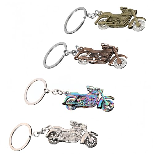 WQHLONGBO 4 Pcs Motorcycle Lovers 3D Motorcycle Keychain,Metal Motorcycle Key