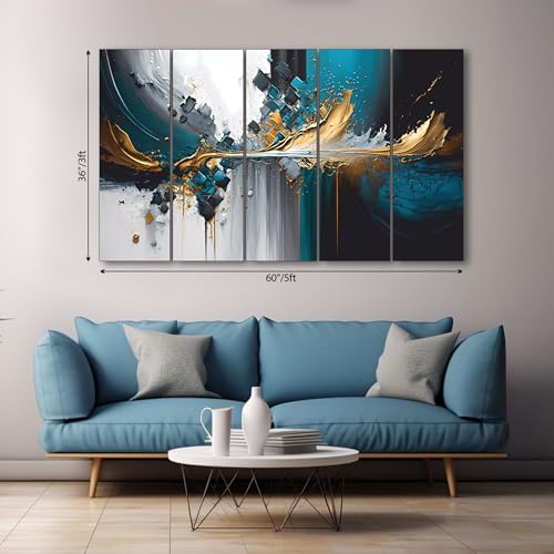 Image of The Castle Decor Modern Abstract Painting With Frame 5 Big Size (36x60) wall Art for Living Room,bedroom,drawing Room,hotels-wooden Framed-digital Painting