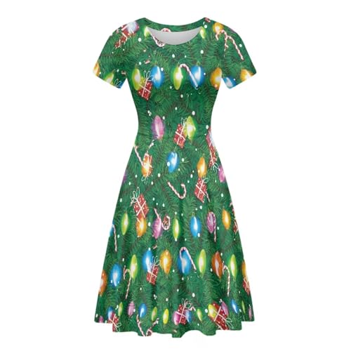 Image of POLERO Sunflower Dress for Women Floral Summer Dresses Short Sleeve Casual Sundresses Midi Dresses