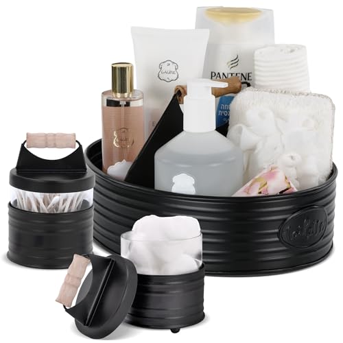 Autumn Alley Rustic Farmhouse Bath Caddy and Apothecary Jars Set