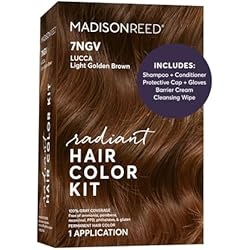 Madison Reed Radiant Hair Color Kit - 7NGV Light Golden Brown (Lucca Brown), Salon-Quality Permanent Hair Dye, Superior Gray Coverage & Dimensional Color | PPD-Free & Ammonia-Free, 1 Pack