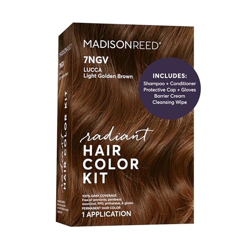 Image of Madison Reed Radiant Hair Color Kit - 7NGV Light Golden Brown (Lucca Brown), Salon-Quality Permanent Hair Dye, Superior Gray Coverage & Dimensional Color | PPD-Free & Ammonia-Free, 1 Pack