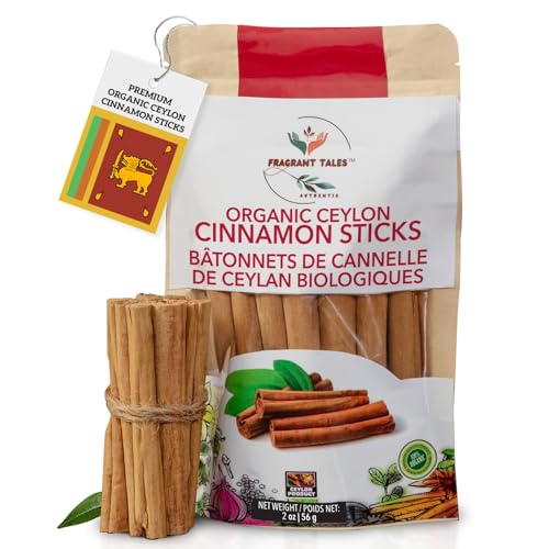 Premium Organic Ceylon Cinnamon Sticks – 2 oz (56g) | 5-Inch True Ceylon Cinnamon | USDA Certified, Non-GMO, Gluten-Free | Pure Sri Lankan Cinnamon for Cooking, Baking & Daily Rituals