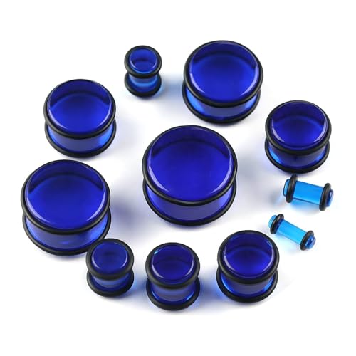 Tunnels acryliques et plugs d'oreilles solides bleus de qualité