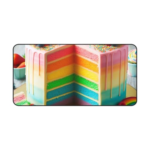 Vibrant Rainbow Cake Desk Mat with Surprise Color Layers -